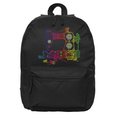 Colorful Sewing Machine Quilter Quilting Seamstress 16 in Basic Backpack