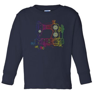 Colorful Sewing Machine Quilter Quilting Seamstress Toddler Long Sleeve Shirt