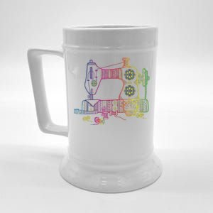 Colorful Sewing Machine Quilter Quilting Seamstress Beer Stein