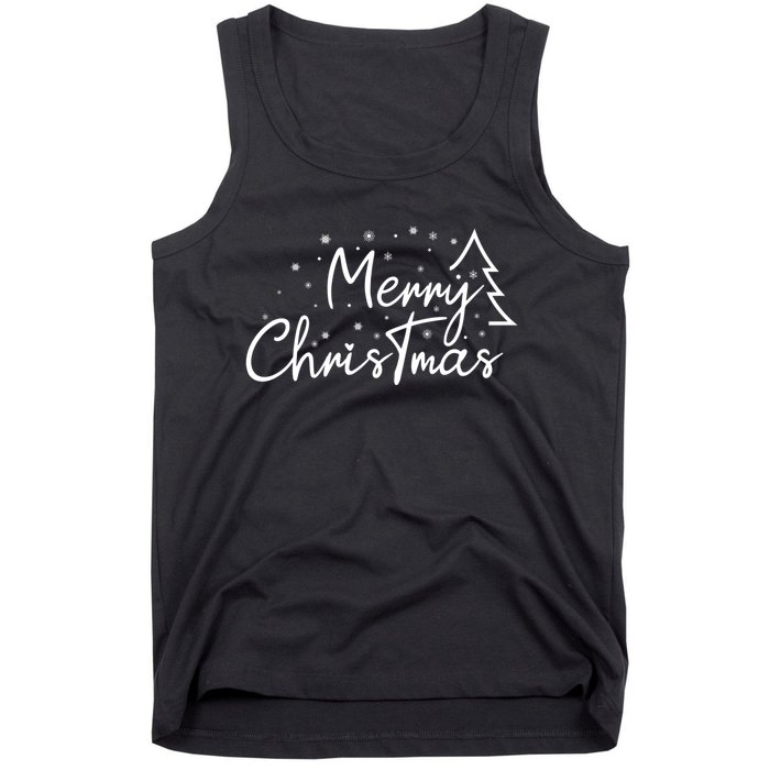 Cute Simple Merry Christmas Tree Family Matching Pajama Xmas Tank Top