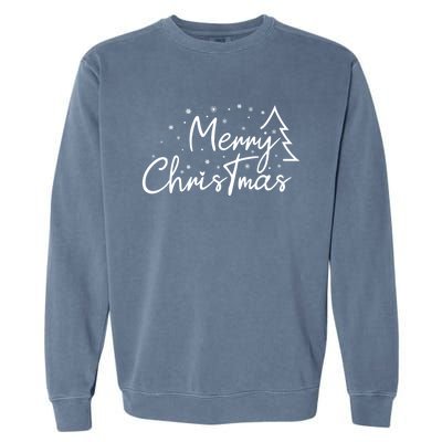 Cute Simple Merry Christmas Tree Family Matching Pajama Xmas Garment-Dyed Sweatshirt