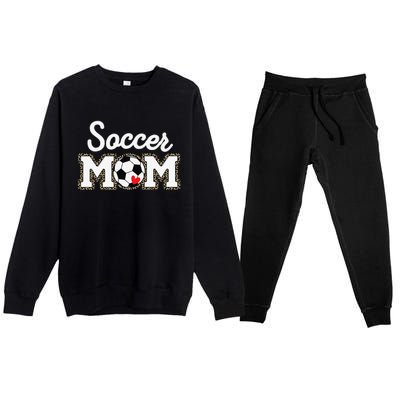 Cute Soccer Mom Leopard Print Mothers Day Premium Crewneck Sweatsuit Set