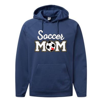 Cute Soccer Mom Leopard Print Mothers Day Performance Fleece Hoodie