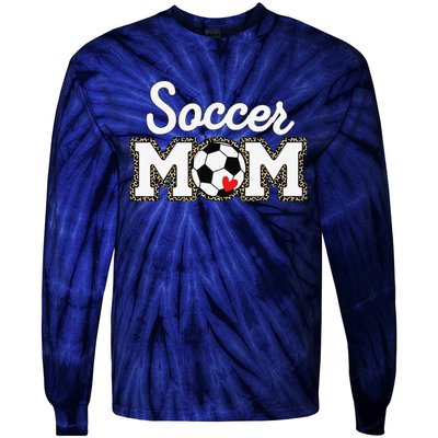 Cute Soccer Mom Leopard Print Mothers Day Tie-Dye Long Sleeve Shirt