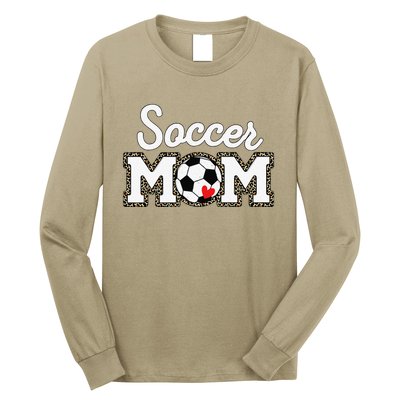 Cute Soccer Mom Leopard Print Mothers Day Long Sleeve Shirt