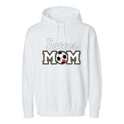 Cute Soccer Mom Leopard Print Mothers Day Garment-Dyed Fleece Hoodie