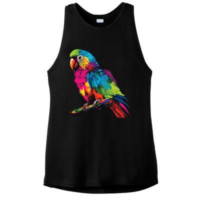 Colorful Scarlet Macaw Parrot Bird For Lover Birdwatching Ladies PosiCharge Tri-Blend Wicking Tank