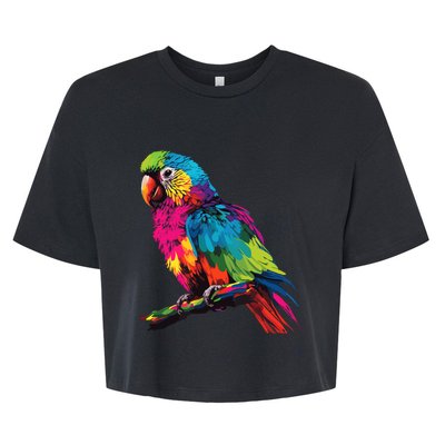 Colorful Scarlet Macaw Parrot Bird For Lover Birdwatching Bella+Canvas Jersey Crop Tee