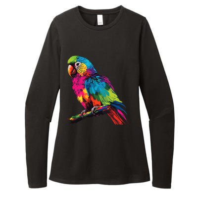 Colorful Scarlet Macaw Parrot Bird For Lover Birdwatching Womens CVC Long Sleeve Shirt