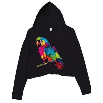 Colorful Scarlet Macaw Parrot Bird For Lover Birdwatching Crop Fleece Hoodie