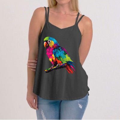 Colorful Scarlet Macaw Parrot Bird For Lover Birdwatching Women's Strappy Tank