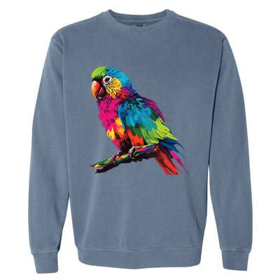 Colorful Scarlet Macaw Parrot Bird For Lover Birdwatching Garment-Dyed Sweatshirt