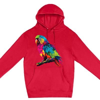 Colorful Scarlet Macaw Parrot Bird For Lover Birdwatching Premium Pullover Hoodie