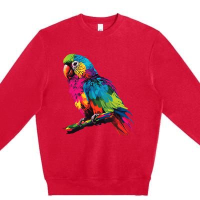 Colorful Scarlet Macaw Parrot Bird For Lover Birdwatching Premium Crewneck Sweatshirt