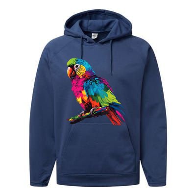 Colorful Scarlet Macaw Parrot Bird For Lover Birdwatching Performance Fleece Hoodie