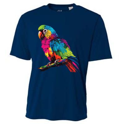 Colorful Scarlet Macaw Parrot Bird For Lover Birdwatching Cooling Performance Crew T-Shirt