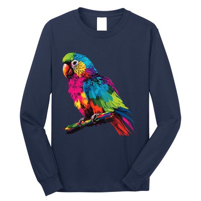 Colorful Scarlet Macaw Parrot Bird For Lover Birdwatching Long Sleeve Shirt