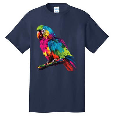 Colorful Scarlet Macaw Parrot Bird For Lover Birdwatching Tall T-Shirt