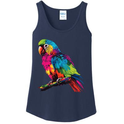 Colorful Scarlet Macaw Parrot Bird For Lover Birdwatching Ladies Essential Tank