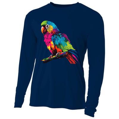 Colorful Scarlet Macaw Parrot Bird For Lover Birdwatching Cooling Performance Long Sleeve Crew