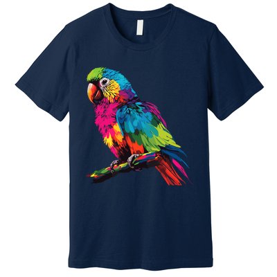 Colorful Scarlet Macaw Parrot Bird For Lover Birdwatching Premium T-Shirt