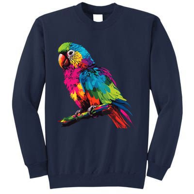 Colorful Scarlet Macaw Parrot Bird For Lover Birdwatching Tall Sweatshirt