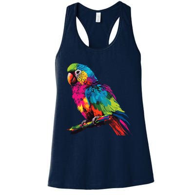 Colorful Scarlet Macaw Parrot Bird For Lover Birdwatching Women's Racerback Tank