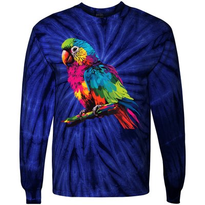 Colorful Scarlet Macaw Parrot Bird For Lover Birdwatching Tie-Dye Long Sleeve Shirt