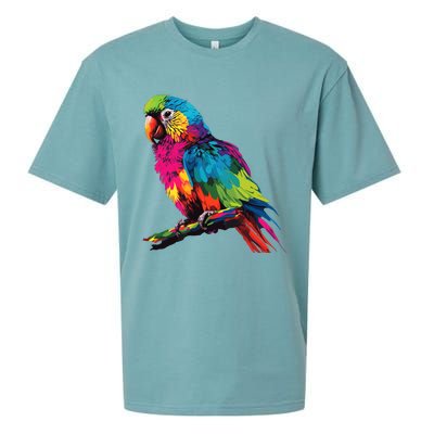 Colorful Scarlet Macaw Parrot Bird For Lover Birdwatching Sueded Cloud Jersey T-Shirt