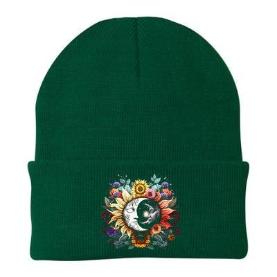 C.elestial Sun Moon Stars Floral Boho L.unar Solar A.stronomy Knit Cap Winter Beanie