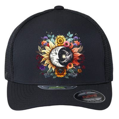 C.elestial Sun Moon Stars Floral Boho L.unar Solar A.stronomy Flexfit Unipanel Trucker Cap