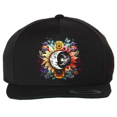 C.elestial Sun Moon Stars Floral Boho L.unar Solar A.stronomy Wool Snapback Cap