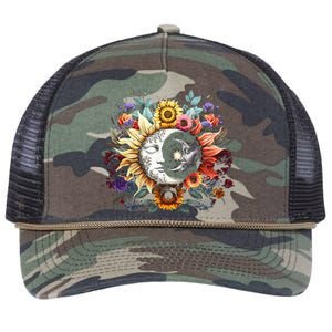 C.elestial Sun Moon Stars Floral Boho L.unar Solar A.stronomy Retro Rope Trucker Hat Cap