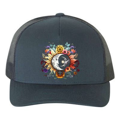 C.elestial Sun Moon Stars Floral Boho L.unar Solar A.stronomy Yupoong Adult 5-Panel Trucker Hat