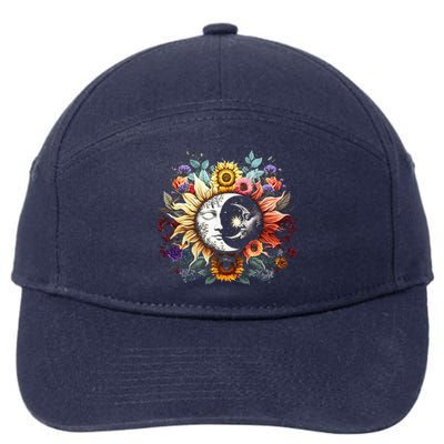 C.elestial Sun Moon Stars Floral Boho L.unar Solar A.stronomy 7-Panel Snapback Hat