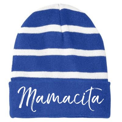 Cute Spanish Mothers Day Gift En Español Quote Mamacita Gift Striped Beanie with Solid Band