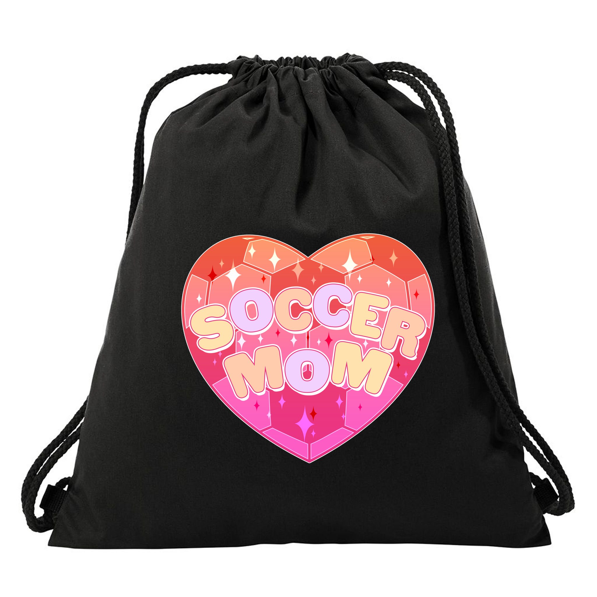 Cute Soccer Mom Soccer Ball Heart Drawstring Bag
