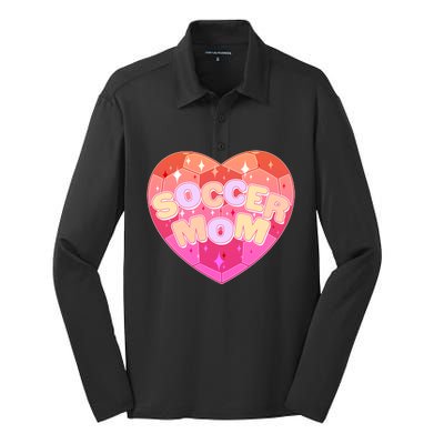 Cute Soccer Mom Soccer Ball Heart Silk Touch Performance Long Sleeve Polo