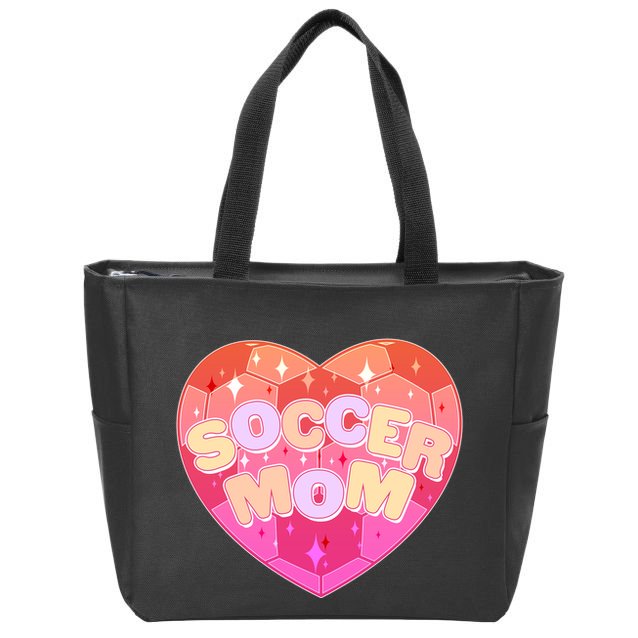 Cute Soccer Mom Soccer Ball Heart Zip Tote Bag