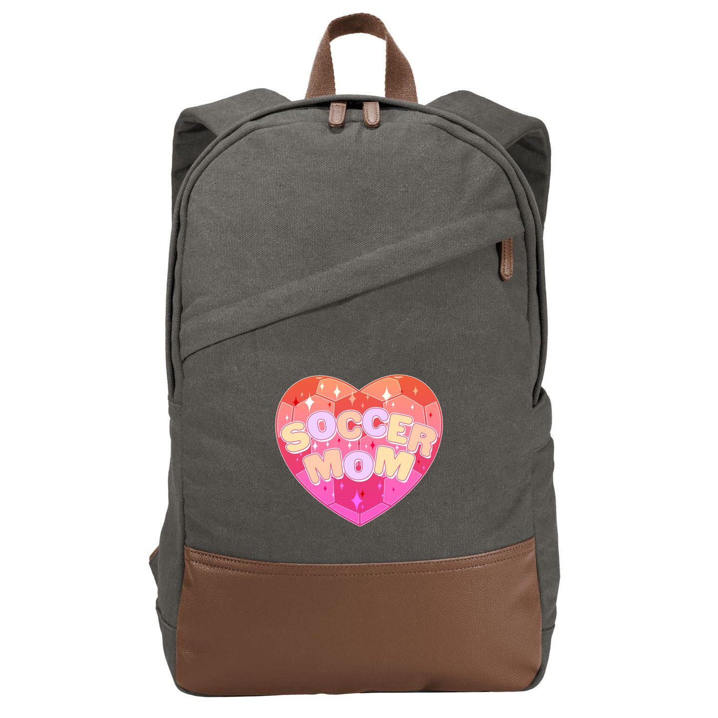 Cute Soccer Mom Soccer Ball Heart Cotton Canvas Backpack