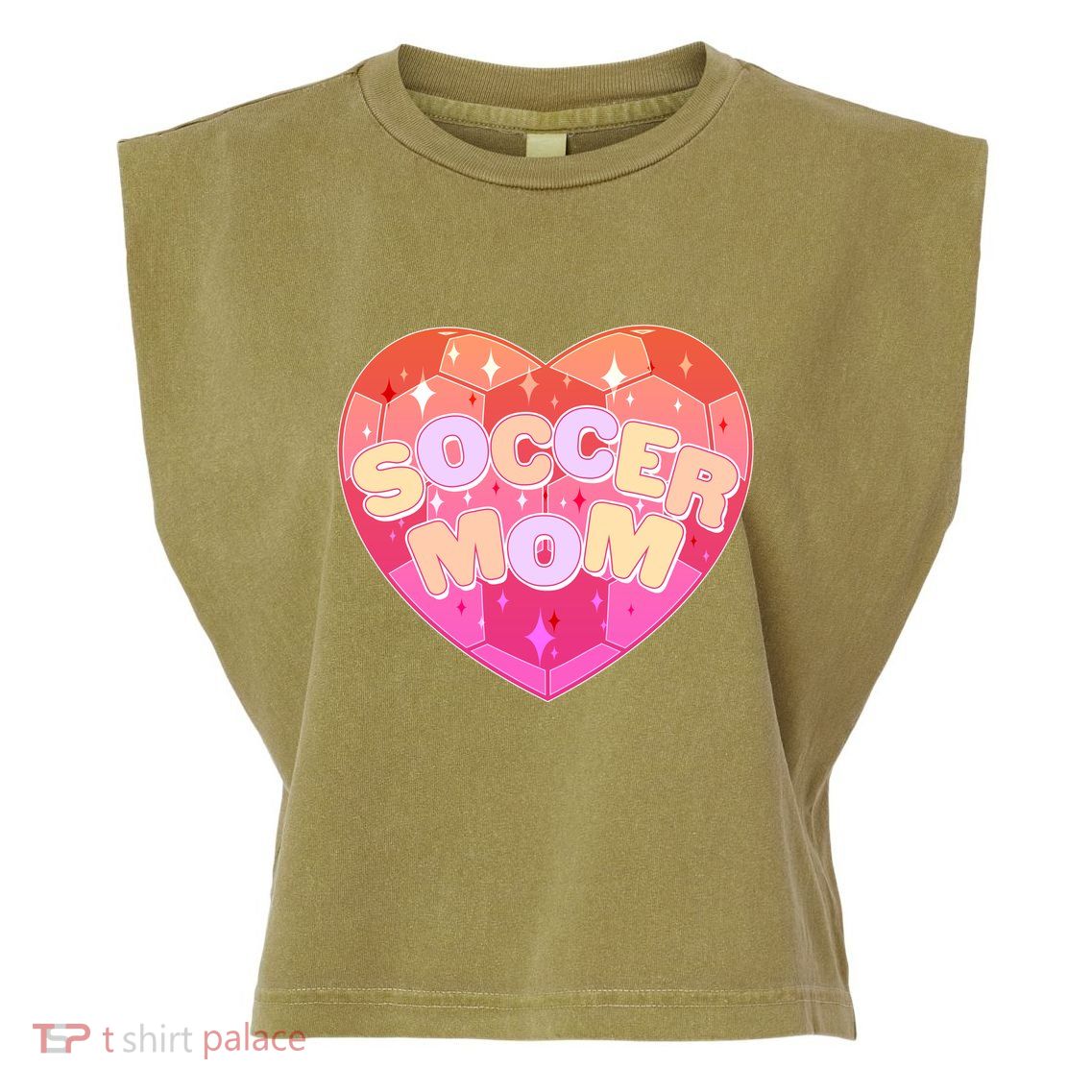 Cute Soccer Mom Soccer Ball Heart Garment-Dyed Women's Muscle Tee