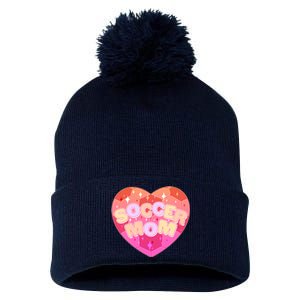 Cute Soccer Mom Soccer Ball Heart Pom Pom 12in Knit Beanie