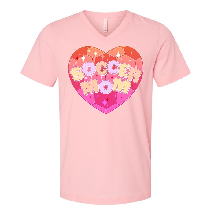 Cute Soccer Mom Soccer Ball Heart V-Neck T-Shirt