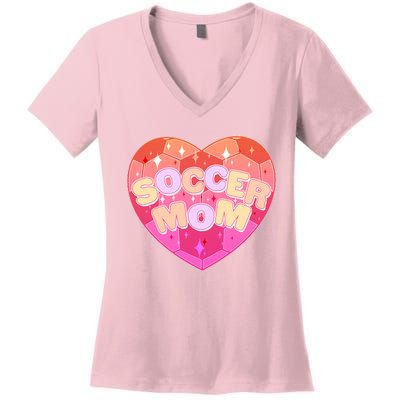 Cute Soccer Mom Soccer Ball Heart Women's V-Neck T-Shirt