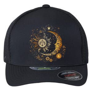 Celestial Sun Moon Flower Astrology Moon Phases Flexfit Unipanel Trucker Cap