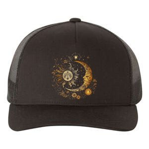 Celestial Sun Moon Flower Astrology Moon Phases Yupoong Adult 5-Panel Trucker Hat