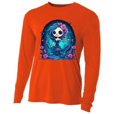 Cute Skeleton Mermaid Halloween Cooling Performance Long Sleeve Crew