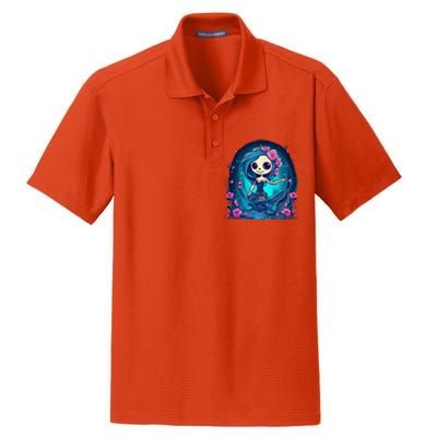 Cute Skeleton Mermaid Halloween Dry Zone Grid Polo