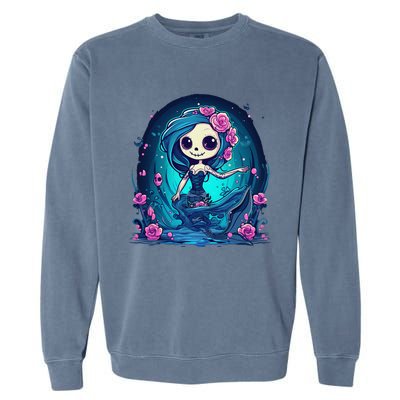 Cute Skeleton Mermaid Halloween Garment-Dyed Sweatshirt