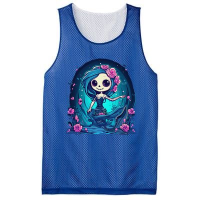 Cute Skeleton Mermaid Halloween Mesh Reversible Basketball Jersey Tank